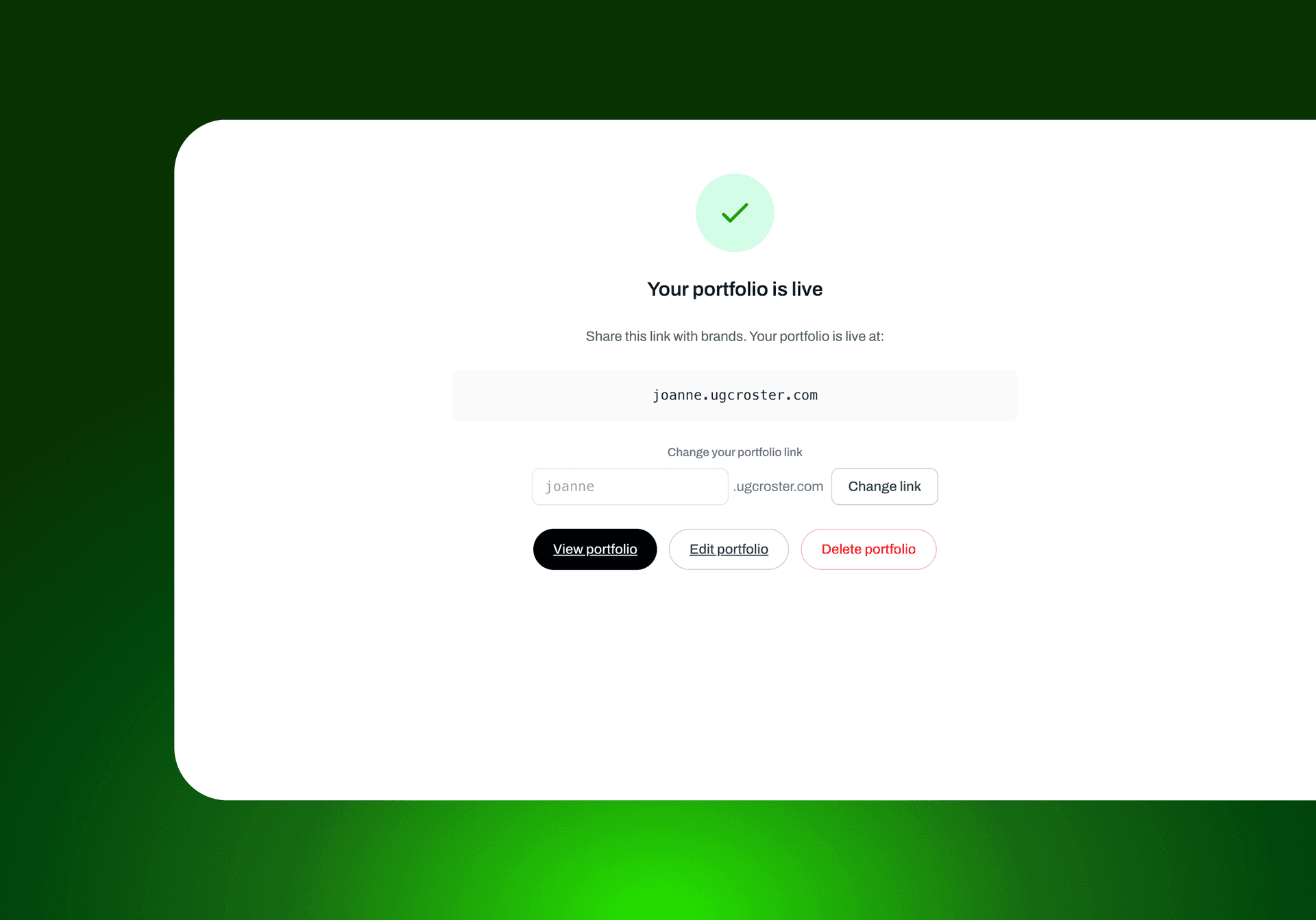 UGC Portfolio Builder Preview