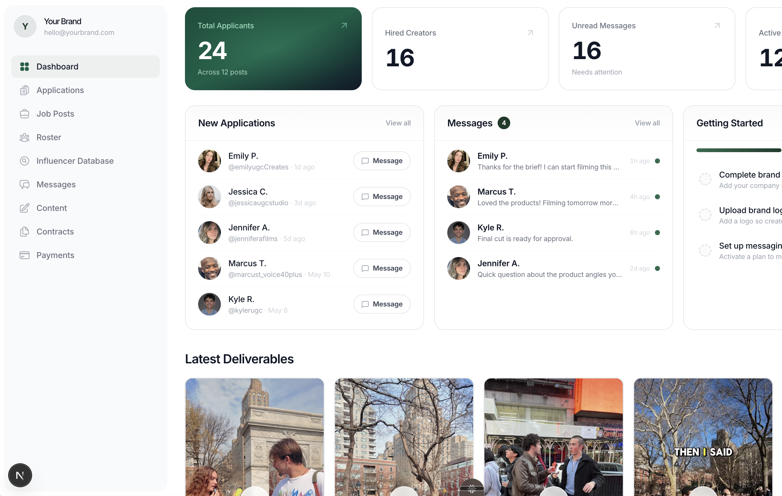 Brand portal dashboard